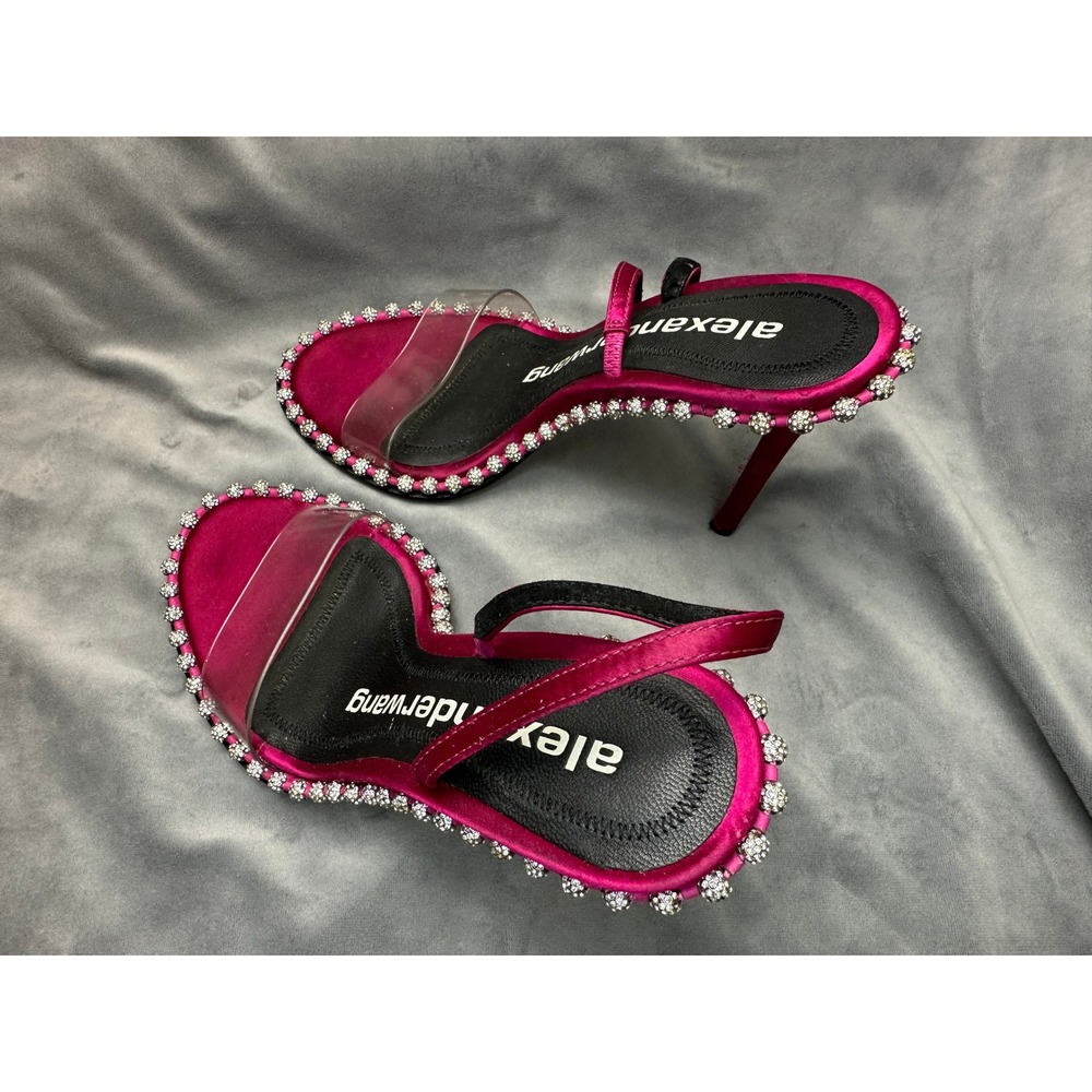 Alexander Wang Nova PVC Slingback Heels Fuchsia Satin Crystal Trim EU 36 - Picture 13 of 16